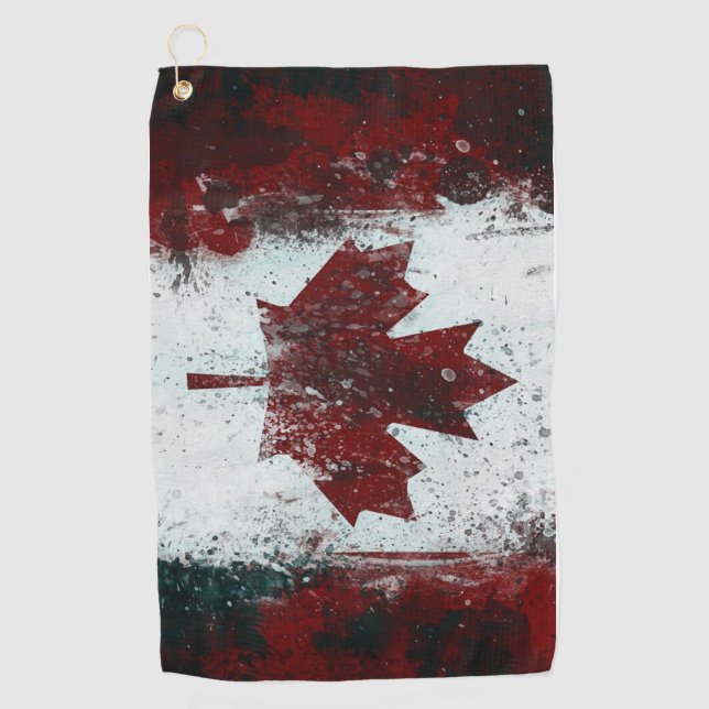 Serviette De Golf Distressed Grunge du drapeau canadien (Devant)
