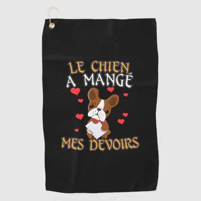 Serviette De Golf Dog Ate My Homework - Apprendre le français Citati (Devant)