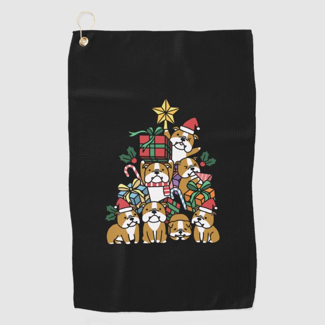 Serviette De Golf Don de chien | Christmas Tree English Chien de tau (Devant)
