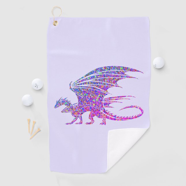 Serviette De Golf Dragon de mosaïque Extraordinaire violet (En situation)