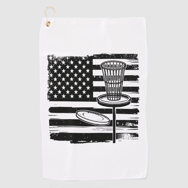 Serviette De Golf Drapeau américain de Disk Golf (Devant)