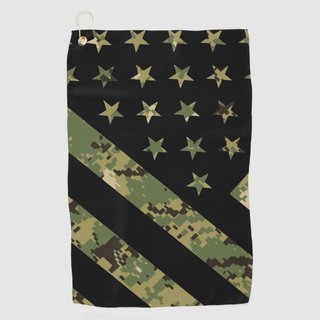 Serviette De Golf Drapeau américain du Camouflage numérique militair (Devant)