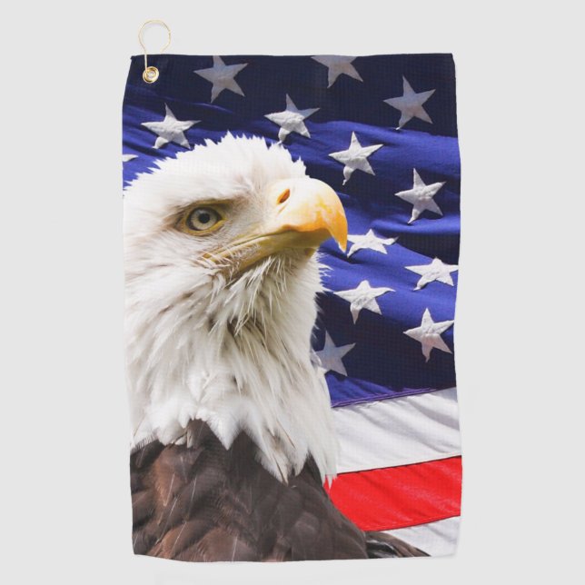 Serviette De Golf Drapeau américain et aigle (Devant)