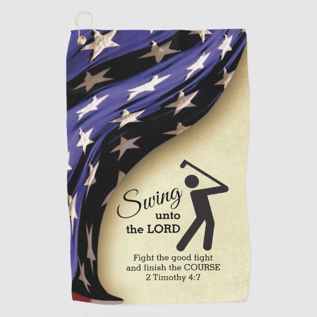 Serviette De Golf Drapeau américain patriotique chrétien (Devant)