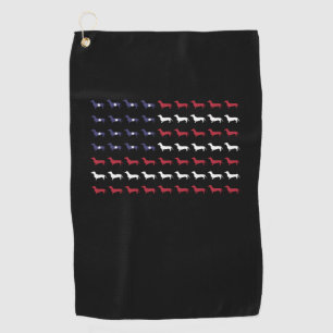 Serviette De Golf Drapeau américain Silhouette Dachshund 4 juillet