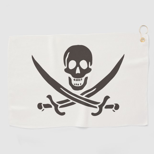 Serviette De Golf Drapeau de crâne obsidien Drapeau de pirate Calico (Horizontal)