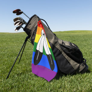 Serviette De Golf Drapeau de fierté bispirituel de SlipperyJoe's sym