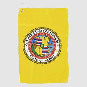Serviette De Golf Drapeau de la ville d'Honolulu, Hawaii
