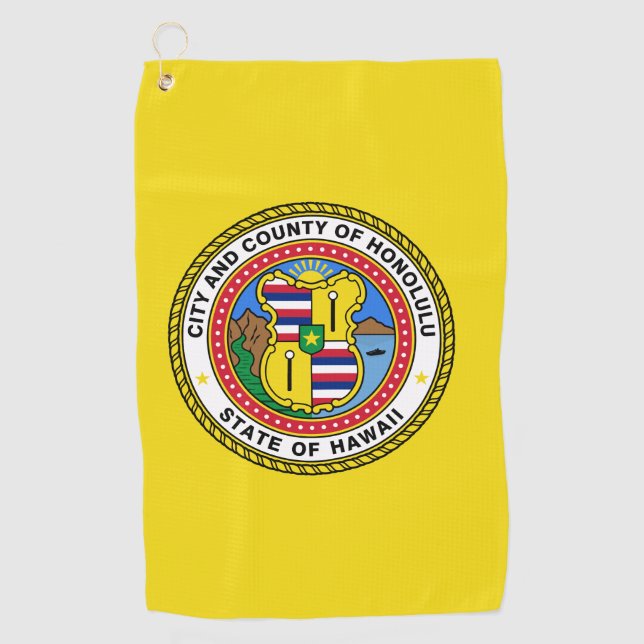 Serviette De Golf Drapeau de la ville d'Honolulu, Hawaii (Devant)