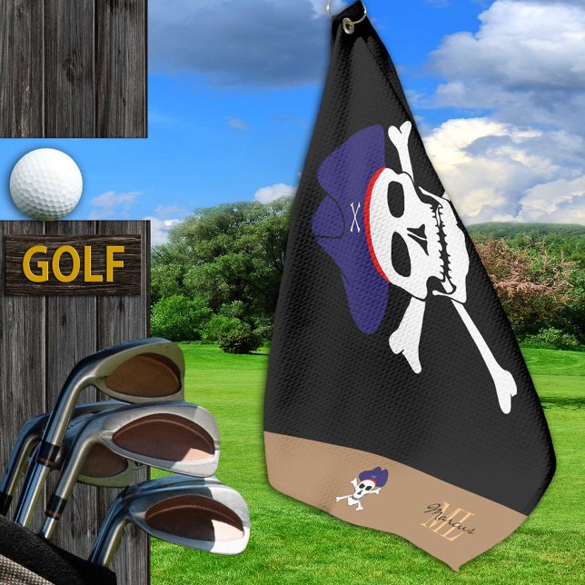 Serviette De Golf Drapeau de pirates & Capitaine Jack monogrammed Go (Créateur téléchargé)