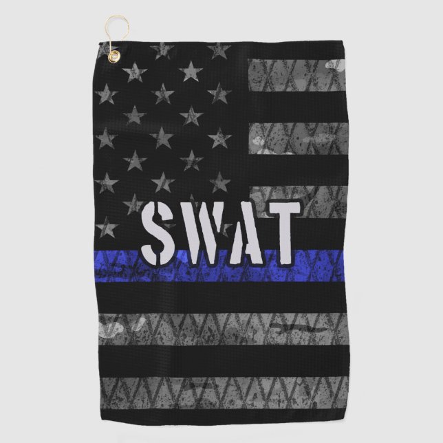 Serviette De Golf Drapeau de police SWAT en état de détresse (Devant)