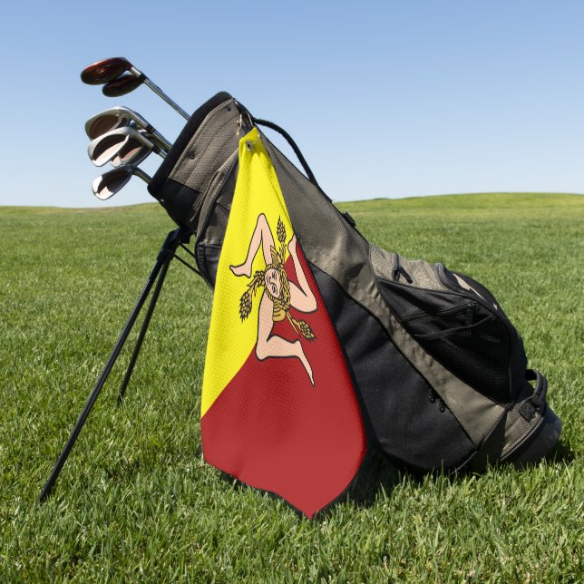 Serviette De Golf Drapeau de Sicile (Italie) (Vert)