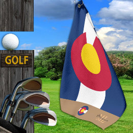 Serviette De Golf Drapeau du Colorado & Colorado monogrammed / servi