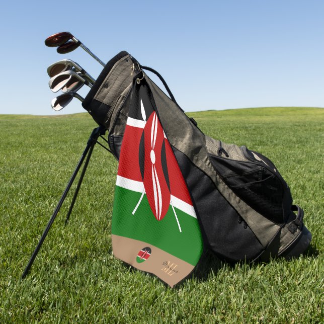 Serviette De Golf Drapeau du Kenya & monogrammed /serviette de golf  (Vert)