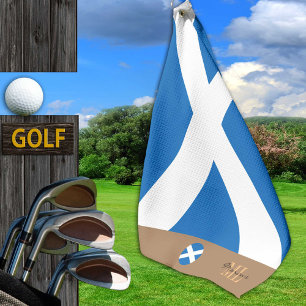 Serviette De Golf Drapeau écossais & Ecosse, monogrammé / serviett