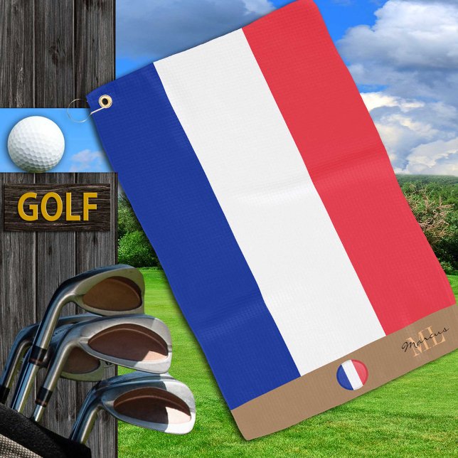 Serviette De Golf Drapeau français et français monogrammed Golf Towe (Créateur téléchargé)