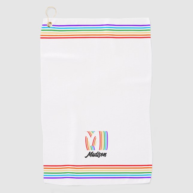 Serviette De Golf Drapeau gay pride Monogramme Golf Serviette (Devant)