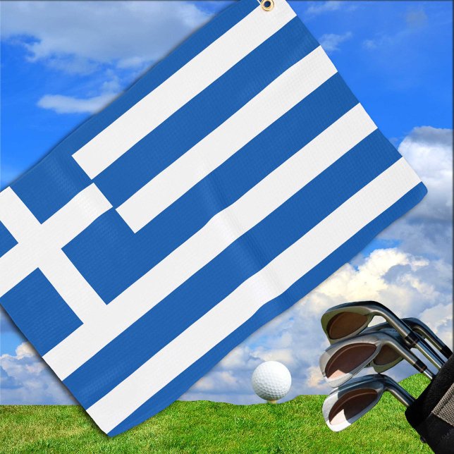 Serviette De Golf Drapeau grec & Voyage Grèce, vacances /fans de spo (Créateur téléchargé)