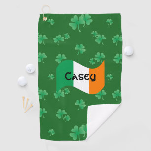Serviette De Golf Drapeau irlandais avec trèfles personnalisé