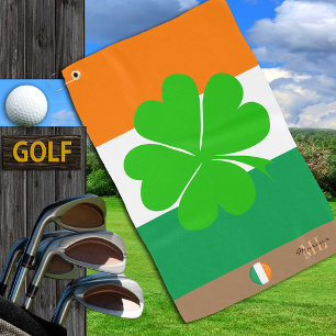 Serviette De Golf Drapeau irlandais & Irlande monogrammed Golf Shamr