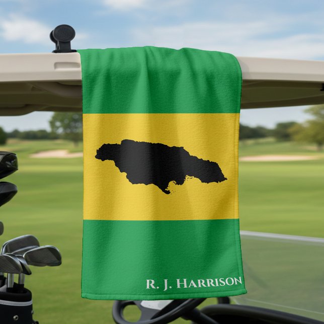Serviette De Golf Drapeau jamaïcain noir vert de Jamaïque Island (Créateur téléchargé)