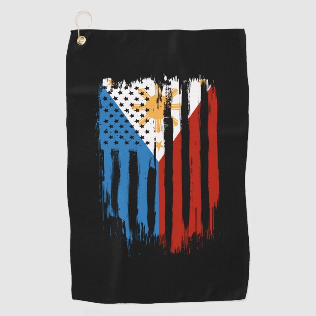 Serviette De Golf Drapeau mi-américain mi-philippin Philippines (Devant)