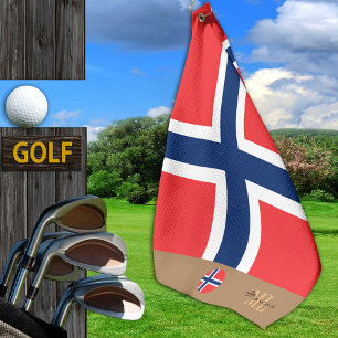 Serviette De Golf Drapeau norvégien & Norvège, monogrammed / servi
