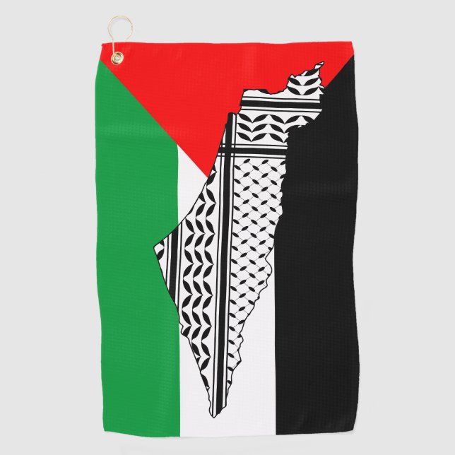 Serviette De Golf Drapeau palestinien et carte avec Motif Keffiyeg (Devant)