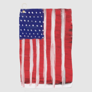 Serviette De Golf Drapeau peint d'art populaire