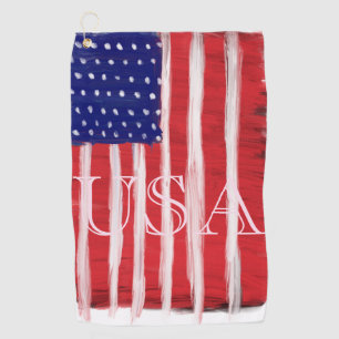 Serviette De Golf Drapeau peint d'art populaire USA