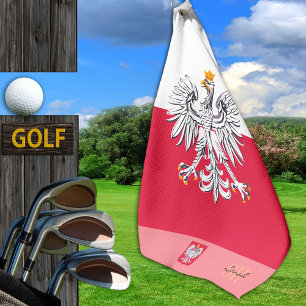 Serviette De Golf Drapeau polonais & Pologne, monogrammed /lady Torc