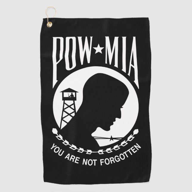 Serviette De Golf Drapeau POW MIA : Soldats disparus de la guerre du (Devant)