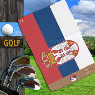 Serviette De Golf Drapeau serbe & Serbe monogrammed Golf Towel