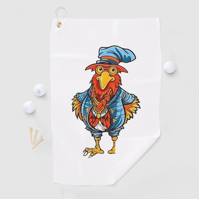 Serviette De Golf Drôle Bossy Cartoon Rooster (En situation)