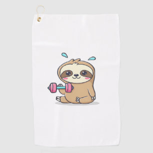 Serviette De Golf Drôle Chibi Sloth Workout Cute Kawaii Gym Cartoon