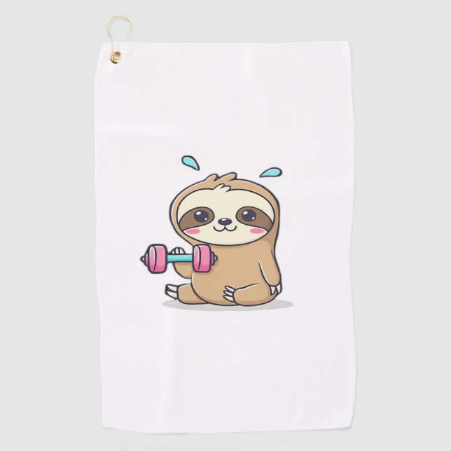 Serviette De Golf Drôle Chibi Sloth Workout Cute Kawaii Gym Cartoon (Devant)