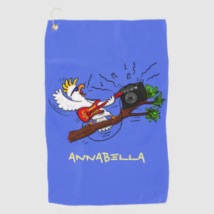 Serviette De Golf Drôle cockatoo jouant de la guitare rock dessin an