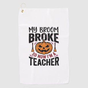 Serviette De Golf Drôle de professeur d'Halloween Balai cassé Vector