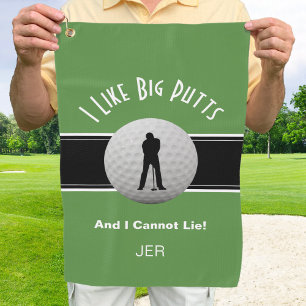 Serviette De Golf Drôle, j'aime les gros putts noirs verts