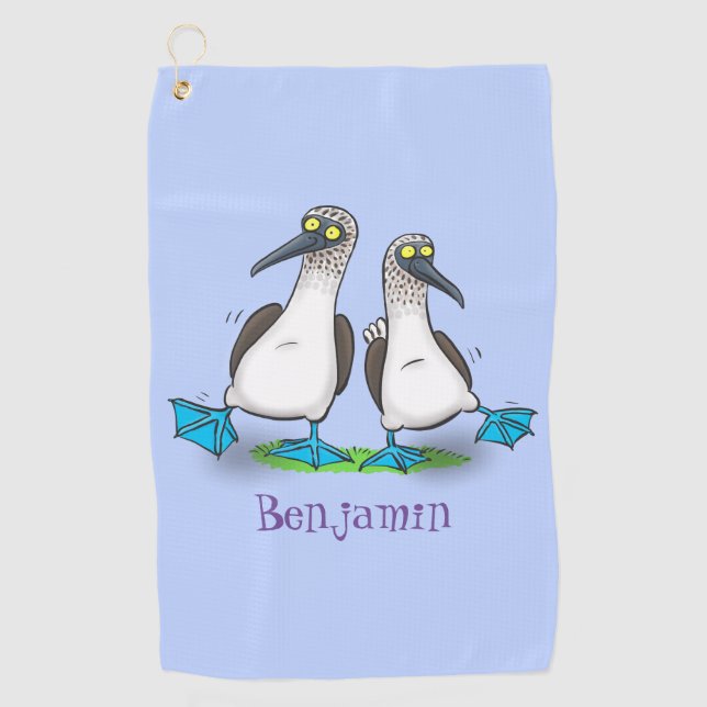 Serviette De Golf Drôle, joyeux croquis à pieds bleus dansant dessin (Devant)