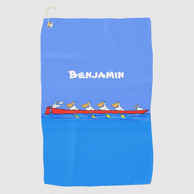 Serviette De Golf Drôle pélicans rameurs dessin animé (Devant)