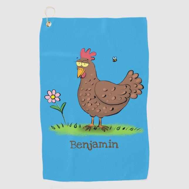 Serviette De Golf Drôle poulet rustique whimsical dessin animé (Devant)