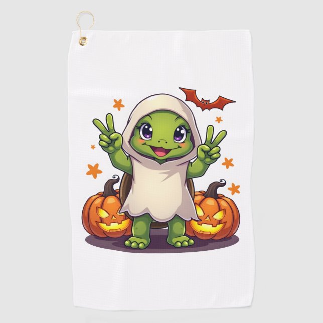 Serviette De Golf Drôle Turtle Ghost Citrouille Boo Halloween Kids M (Devant)