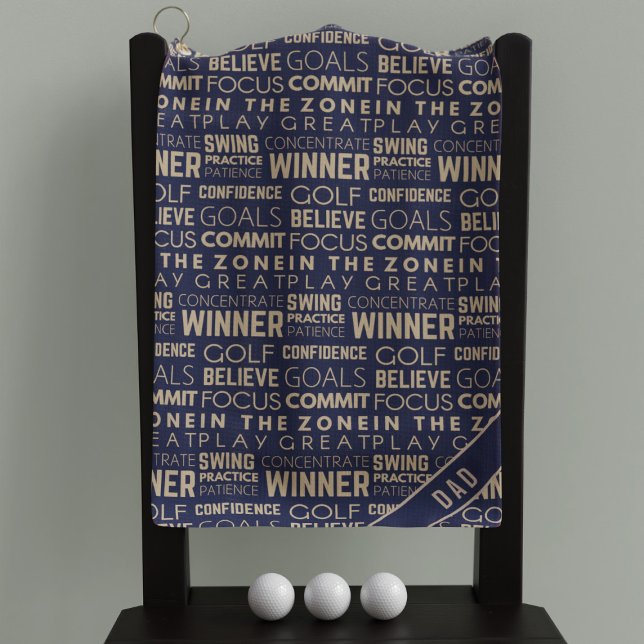 Serviette de golf du gagnant du golf Monogram Blue (Créateur téléchargé)