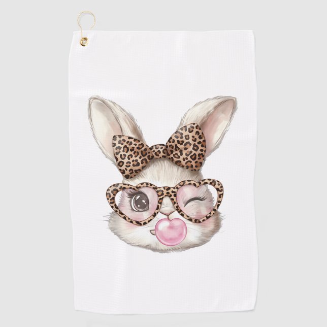 Serviette De Golf Easter Bunny Cute Glasses Leopard Bunny Rabbit Eas (Devant)