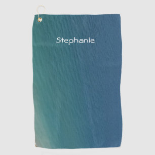 Serviette De Golf Eau Bleue turquoise Monogramme Abstrait Nom Plage 