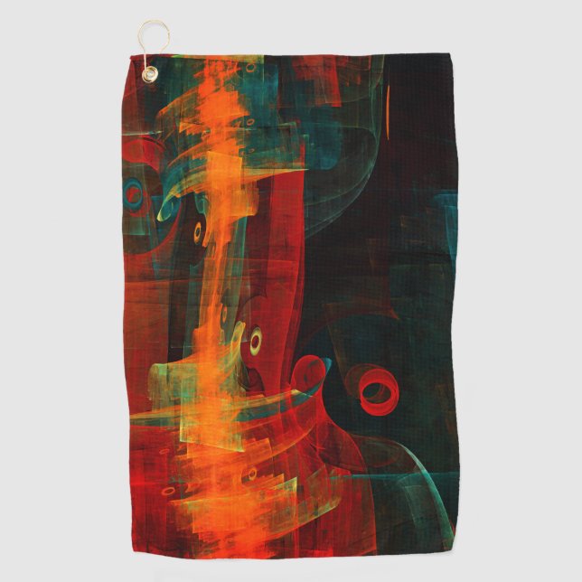 Serviette De Golf Eau Orange Rouge Bleu moderne Art Abstrait Motif (Devant)