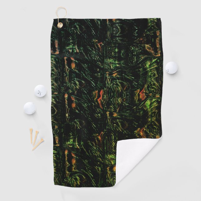 Serviette De Golf Écorce d'arbre sous verre martelé vert (En situation)