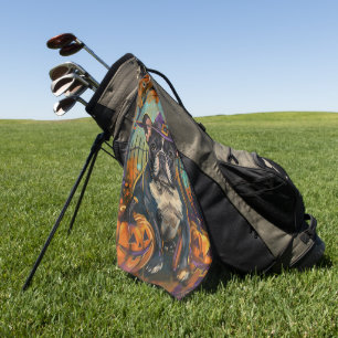 Serviette De Golf Éffrayant Français Bulldog Halloween sorcière et C