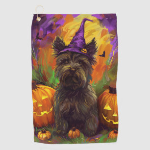 Serviette De Golf Éffrayant Skye Terrier Chien Halloween Citrouille 